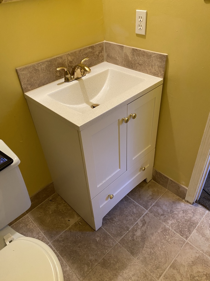 Montgomery, AL - Finished bathroom rebuild. Vanity and tile looks beautiful! Home owner loved color combination. Montgomery, AL - Finished bathroom rebuild. Vanity and tile looks beautiful! Home owner loved color combination.