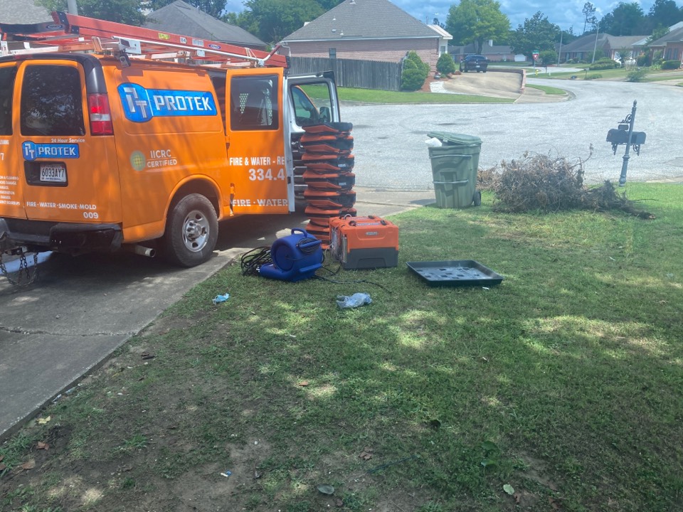 Montgomery, AL - Protek picking up debris and equipment from a water mitigation for a satisfied customer in Montgomery. Montgomery, AL - Protek picking up debris and equipment from a water mitigation for a satisfied customer in Montgomery.