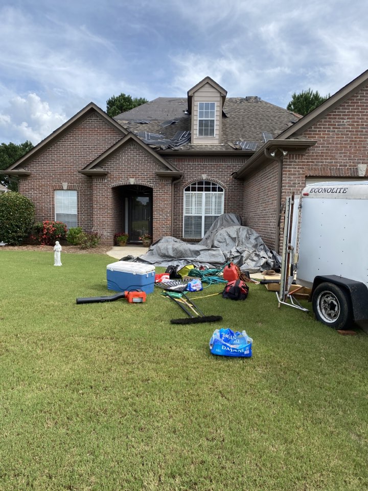 PROTEK is starting another storm damage repair in Calera by removing and replacing the roof.   