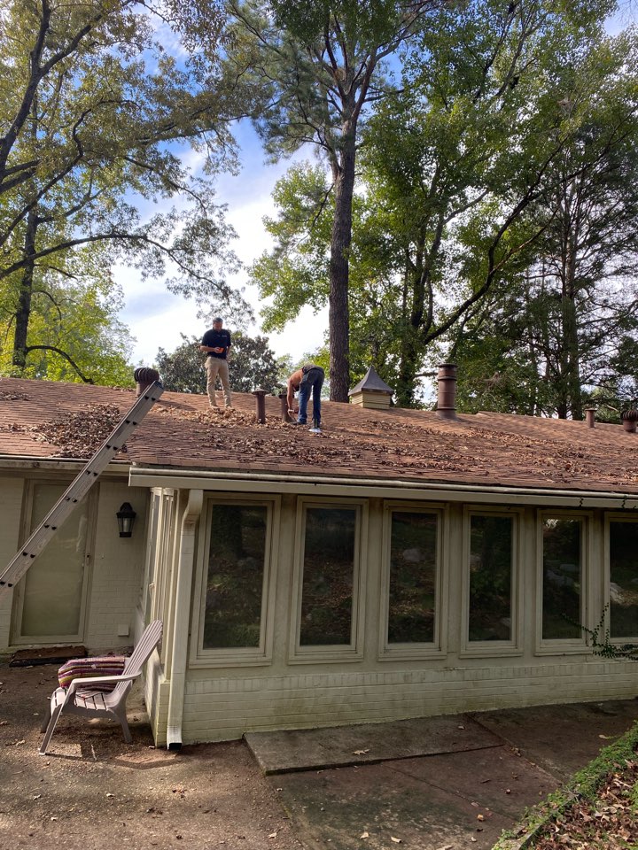 Fixing a roof at a home in Prattville Alabama done by Protek restoration LLC.  Storm Damage Clean-up Service Prattville, AL