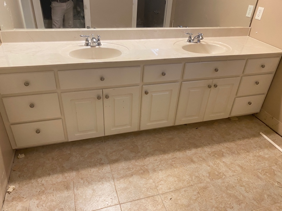 Countertop was reset on the vanity in this beautiful Prattville home today! 