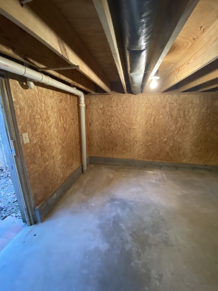 New basement walls replace old damaged rotten walls. 