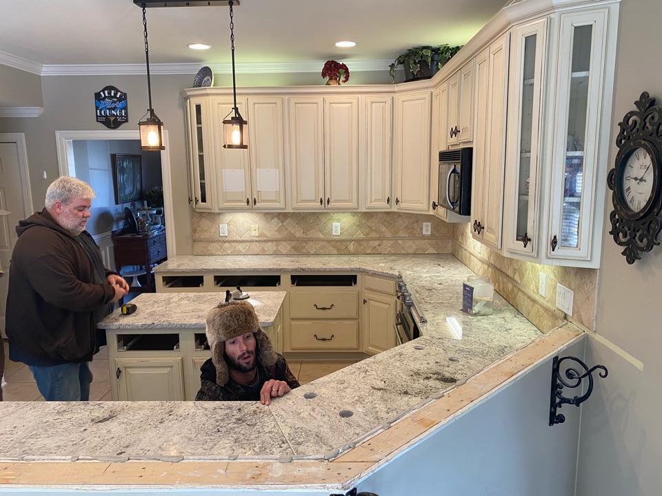 Protek restoration LLC is installing new countertops at this beautiful home in Prattville Al