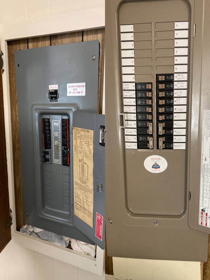 Electrician replacing an old Federal Pacific Panel with a new Eaton CH breaker panel.