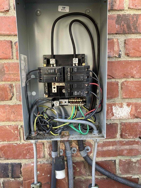 Performed diagnostic inspection on non-functioning ceiling fan and recessed attic light. Inspected 29-year-old electrical panel, which appears to be original to the home. Documented condition of panel with photos showing multiple circuit breakers, wiring, and terminal connections. Discussed options for towel warmer installation in master bathroom.