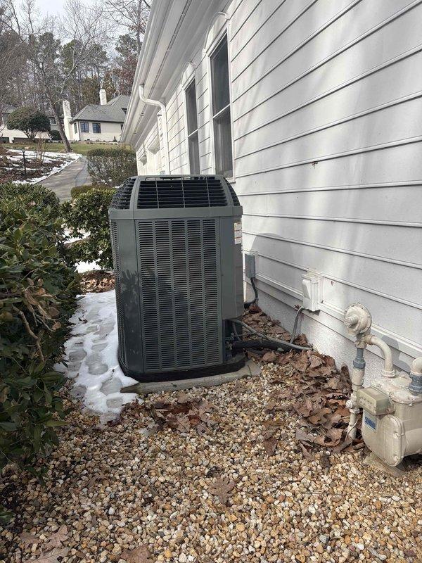 Responded to no-heat service call for 15-year-old system. Diagnosed and found the furnace breaker was tripped in electrical panel. Reset breaker and confirmed proper operation of heating system. Inspected exterior condenser unit and verified all electrical connections were secure.