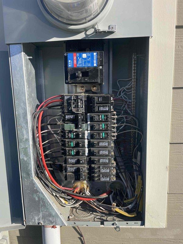 Performed 32-point electrical system evaluation on 7-year-old residence. Conducted thorough panel maintenance including torque verification and connection checks on Square D service panel. Tested all GFCI outlets and Arc Fault breakers for proper operation, replaced batteries in smoke/CO detectors, and performed requested light bulb replacements and ceiling fan cleaning.