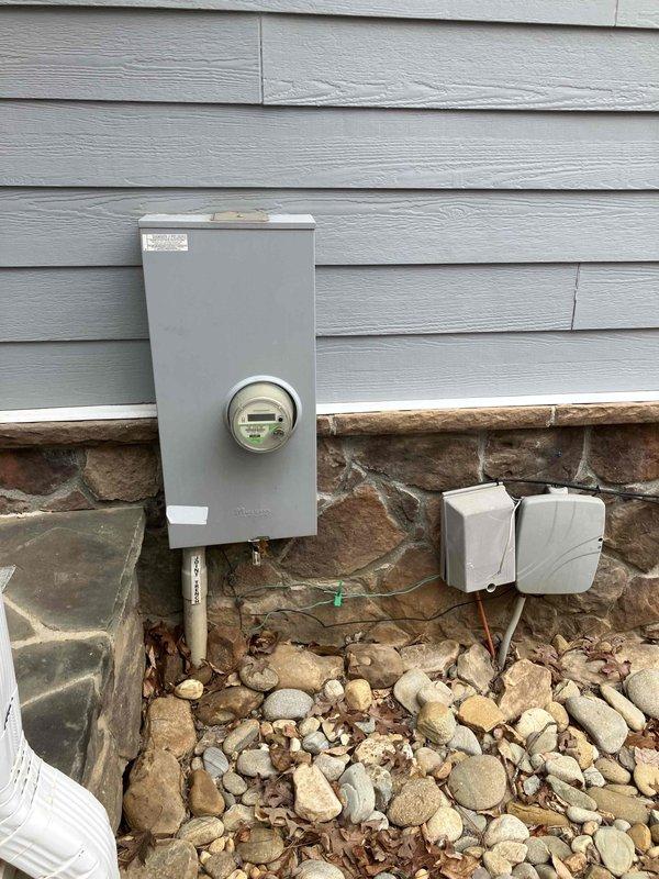 Performed inspection of customer's electrical panel and exterior meter installation. Evaluated replacement options for three tilting can lights with customer's preferred flat fixtures. Assessed feasibility of home network installation after AT&T indicated limitations. Panel inspection revealed properly organized wiring with no immediate concerns.