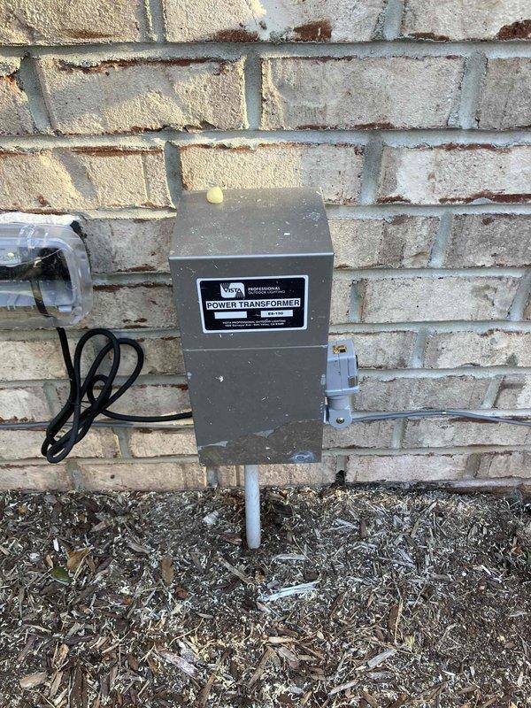 Successfully installed customer-supplied decorative pendant light fixture with crystal/beaded shade in interior room. Installed photocell controller for existing landscape lighting system, connecting it to the Vista Professional power transformer mounted on exterior brick wall.