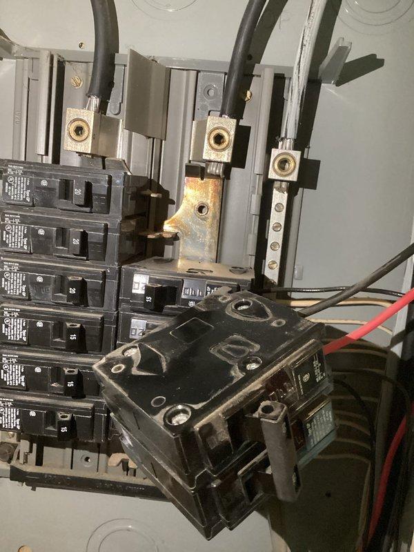 Performed comprehensive 32-point electrical system evaluation on 30-year-old residence, including electrical panel maintenance where corrosion was observed on one terminal connection. Conducted GFCI/Arc Fault protection testing, replaced batteries in smoke/CO2 detectors, and documented condition of exterior meter installation for future reference.