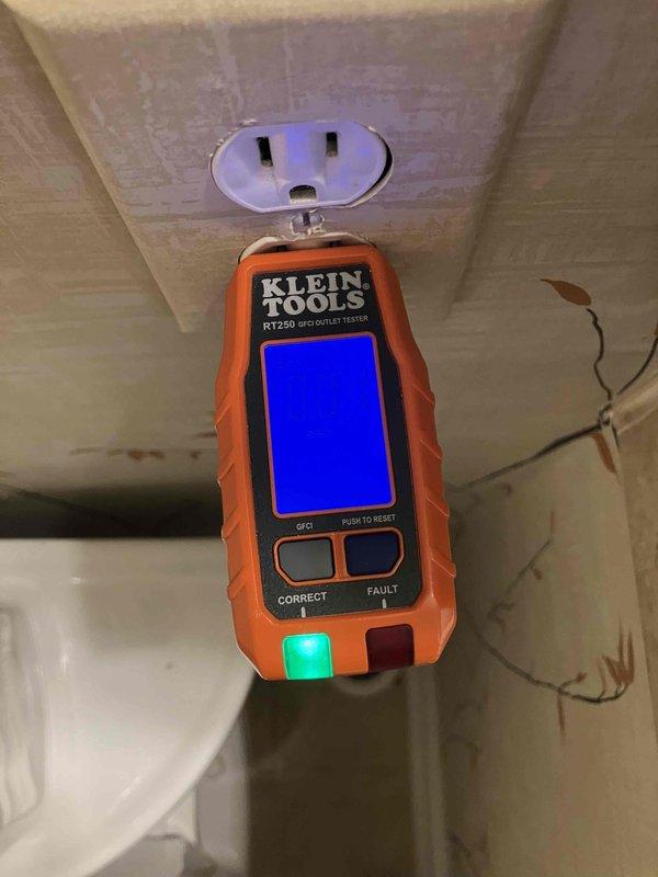 Performed scheduled Electrical POM visit with no issues identified. Tested electrical outlets with Klein Tools RT250 tester, confirming proper wiring and functionality. Inspected and documented ceiling electrical fixture with exposed wiring that requires repair.