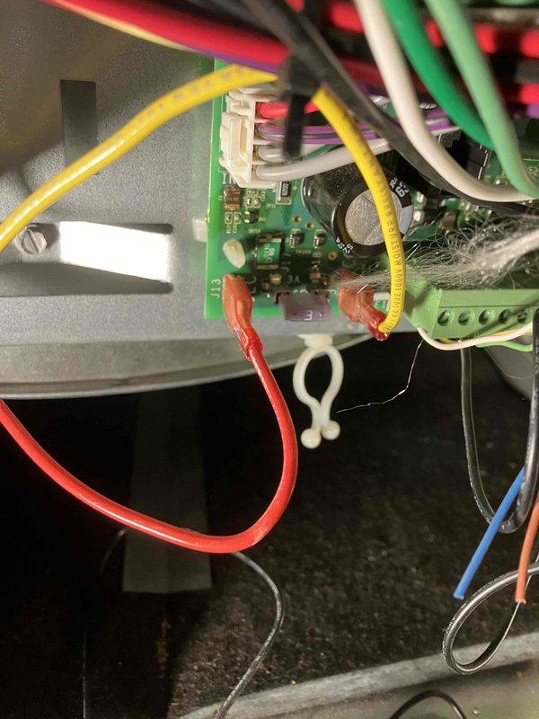 Performed third warranty service call on recently installed HVAC unit experiencing intermittent heating failures. Inspection revealed potential gas supply issues with the yellow gas line and associated valve components. Further examination of the control board showed possible electrical concerns with multiple wire connections. Documentation completed with photographs of both the gas line assembly and internal control circuitry for manufacturer review regarding potential recall determination.