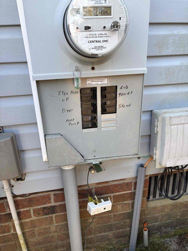 Inspected 2009 heat pump system after customer reported unit operating at reduced capacity. Visual examination revealed significant dirt accumulation on condenser fan and components. Electrical inspection of service panel confirmed proper connections to heat pump circuit. Recommended comprehensive cleaning and further diagnostic testing to restore optimal performance.