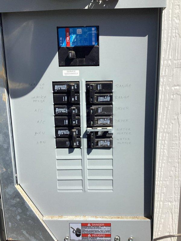 Completed annual 32-point electrical system evaluation including panel maintenance with connection torque verification. Performed GFCI/Arc Fault breaker testing to confirm proper operation of shock and fire protection systems. Inspected Dawson's Electric Air panel installation - all breakers properly labeled and functioning normally with no visible defects or safety concerns identified.