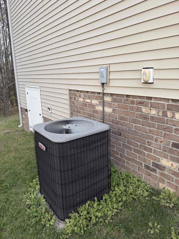 Responded to sales inquiry for replacement options on aging residential air conditioning system installed in 2008. Conducted exterior inspection of single-zone condensing unit located on concrete pad at side of residence. Evaluated overall condition of equipment including cabinet integrity, refrigerant line insulation deterioration, and electrical disconnect components. Documented existing system with photographs showing weathered line set insulation and general wear consistent with 16-year-old equipment. Discussed replacement options and system upgrade recommendations with homeowner based on current equipment age and concerns about declining performance.