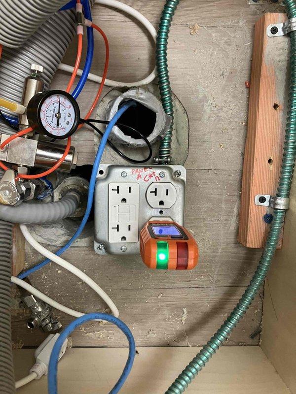 Responded to service call for loss of power to hygiene chair outlet in commercial facility. Upon investigation, located affected outlet in utility compartment alongside HVAC equipment and refrigerant lines. Tested outlet, identified power loss issue, and restored electrical service to the circuit. Outlet is now functioning properly and hygiene chair equipment has been returned to normal operation.