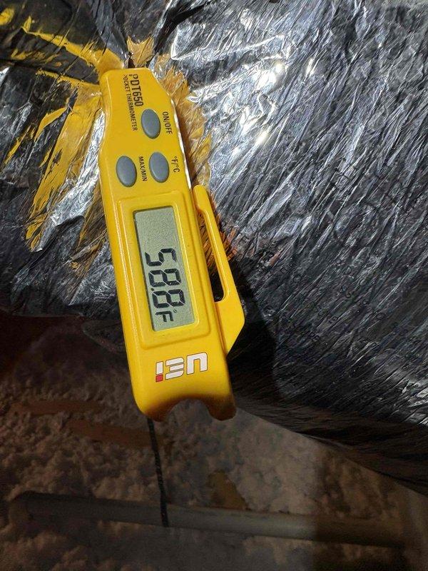 Responded to no cooling complaint on 8-year-old system. Upon inspection, found faulty contactor preventing compressor operation while air handler continued to run. Replaced defective contactor, restored power to outdoor unit, and verified proper system operation with supply air temperature reading of 58.8°F, confirming adequate cooling performance.