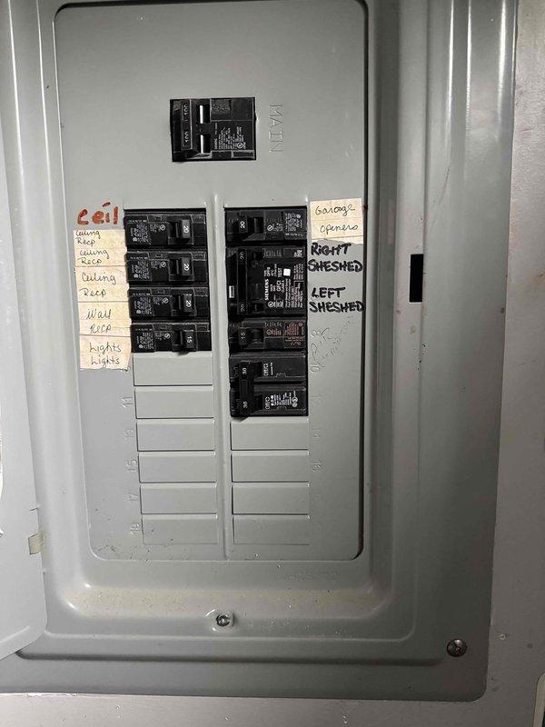 Completed return visit to address electrical service request. Performed comprehensive inspection of main electrical panel and verified proper circuit labeling and organization. Tested exterior GFCI outlet using digital outlet tester to confirm correct wiring polarity, grounding, and GFCI functionality—all readings indicated proper operation.