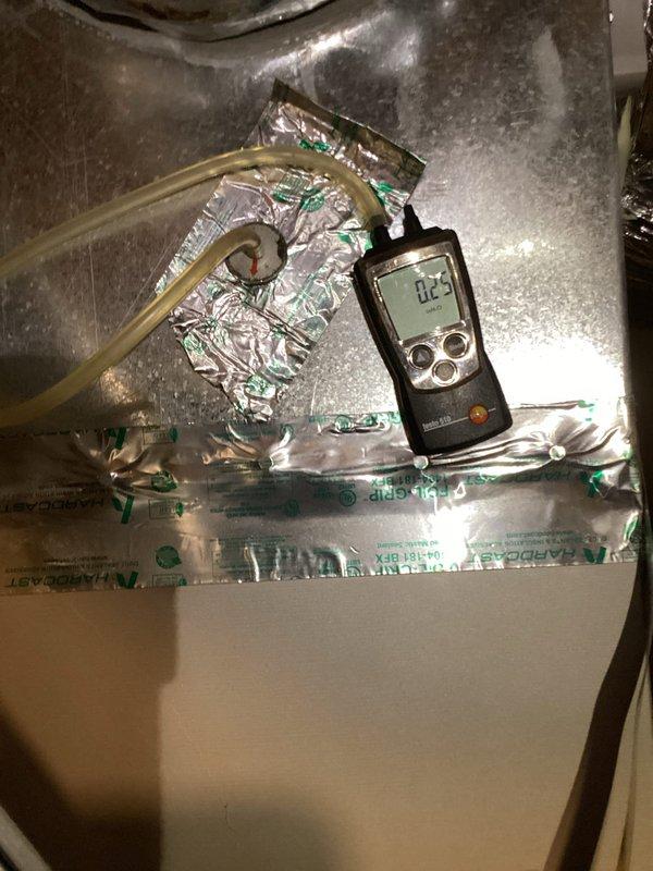 Responded to no cooling complaint with indoor temperature at 80°F despite thermostat set to 72°F on a 2024 system. Performed diagnostic testing using digital instrumentation to measure system performance parameters at the air handler and ductwork components. Based on the intermittent cooling issue and difficulty maintaining setpoint during high ambient temperatures, evaluated airflow, refrigerant pressures, and system operation to identify the root cause of inadequate cooling capacity.