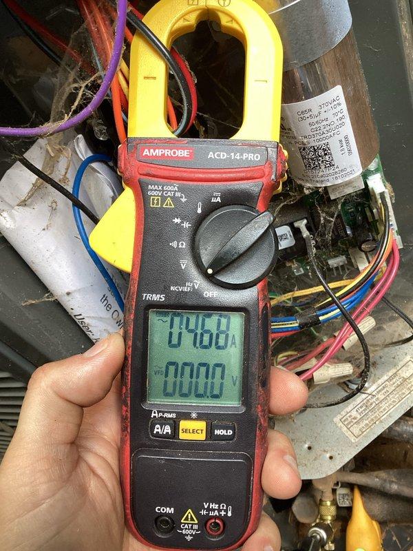 Responded to no cool complaint on upstairs unit struggling to maintain temperature below 78 degrees during hot weather. Performed diagnostic evaluation using digital clamp meter to measure electrical parameters including amperage and voltage readings on system components. Inspected capacitor, control board, and wiring connections for proper operation. Evaluated system performance to determine if unit required refrigerant recharge or had other underlying issues affecting cooling capacity. Verified electrical values were within acceptable ranges and assessed overall system functionality to identify cause of inadequate cooling performance.