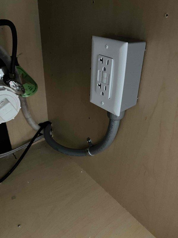 Responded to no-power condition affecting dishwasher in 1990 home. Investigated circuit serving kitchen area where dishwasher and additional receptacles had lost power with no tripped breakers at main panel. Diagnosed failed GFCI receptacle protecting downstream dishwasher circuit. Replaced defective GFCI outlet, restored power to dishwasher and affected kitchen receptacles, tested all devices for proper operation.