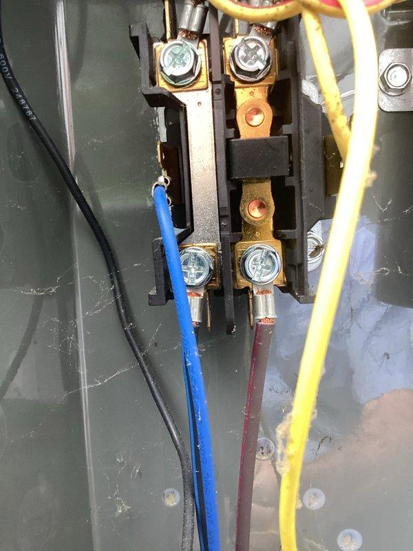 Responded to no-cooling call for upstairs HVAC unit that would not turn on. Upon arrival, verified power at thermostat and confirmed breaker was not tripped. Inspected condensing unit and identified failed contactor preventing compressor and condenser fan operation. Replaced defective contactor, verified all electrical connections secure, and tested system operation. Unit restored to normal cooling operation with proper compressor and fan function confirmed.