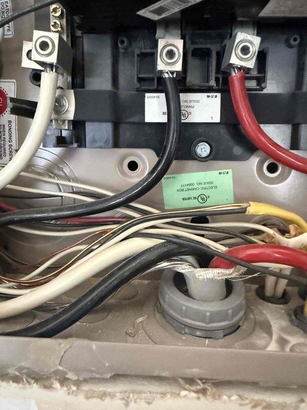 Responded to service call for non-functioning closet lights in bedroom of 2019-built home. Performed electrical system inspection and accessed main electrical panel to diagnose circuit issues affecting the bedroom closet lighting fixtures. Inspected panel wiring connections, circuit breaker configuration, and verified proper terminations at main lugs and distribution bars. Tested circuit continuity and restored power to affected lighting circuits serving the 8-foot ceiling-mounted closet fixtures.