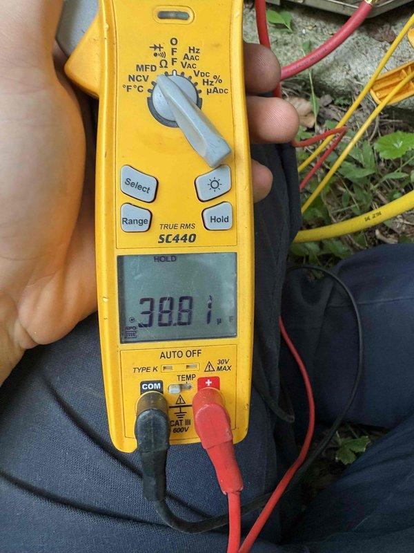 Completed comprehensive heating and air maintenance including 80-point inspection on each HVAC unit. Performed outdoor coil cleaning, burner cleaning, and gas pressure adjustments as needed. Conducted thorough safety inspections, inspected blower wheel assembly for dust accumulation, and verified system electrical readings with multimeter showing proper voltage at 388V.