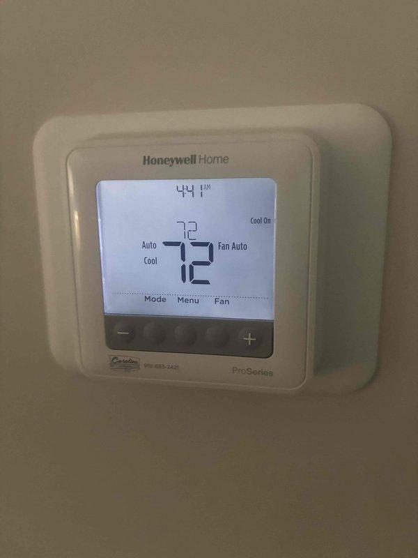 Completed comprehensive spring POM maintenance on multi-zone HVAC system with Honeywell Home controls. Performed 80-point inspection on all units, cleaned outdoor coils, performed burner cleaning, verified and adjusted gas pressures to manufacturer specifications, and completed all required safety inspections. System operating properly with zones functioning as designed and thermostat displaying 72°F in auto cool mode at time of departure.