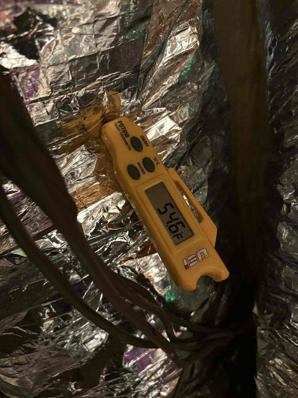 Responded to no cool call on zoned system less than one year old with 6-degree temperature differential between setpoint and actual room temperature. Performed diagnostic evaluation of system performance and measured supply air temperature at plenum, which registered 48.5°F, indicating adequate cooling capacity at the air handler. Based on measured supply air temperatures and system operation, issue appears related to airflow distribution or zone damper operation rather than refrigerant circuit malfunction.