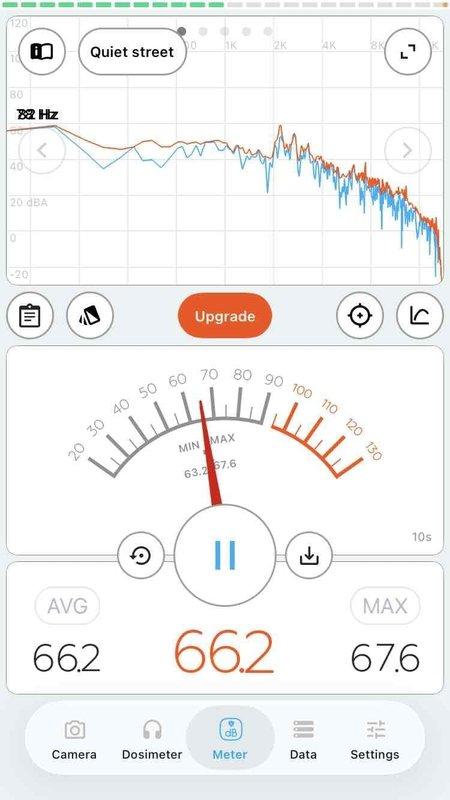 Responded to warranty callback for loud noise complaint on Lennox system. Upon arrival, verified thermostat was operating normally and displaying proper temperature readings of 77°F with 55% humidity. Conducted sound level testing using calibrated decibel meter at system location, measuring average noise levels of 66.2 dBA with maximum readings reaching 67.6 dBA. Documented current operating conditions with photos of thermostat display and sound measurements for warranty claim processing.