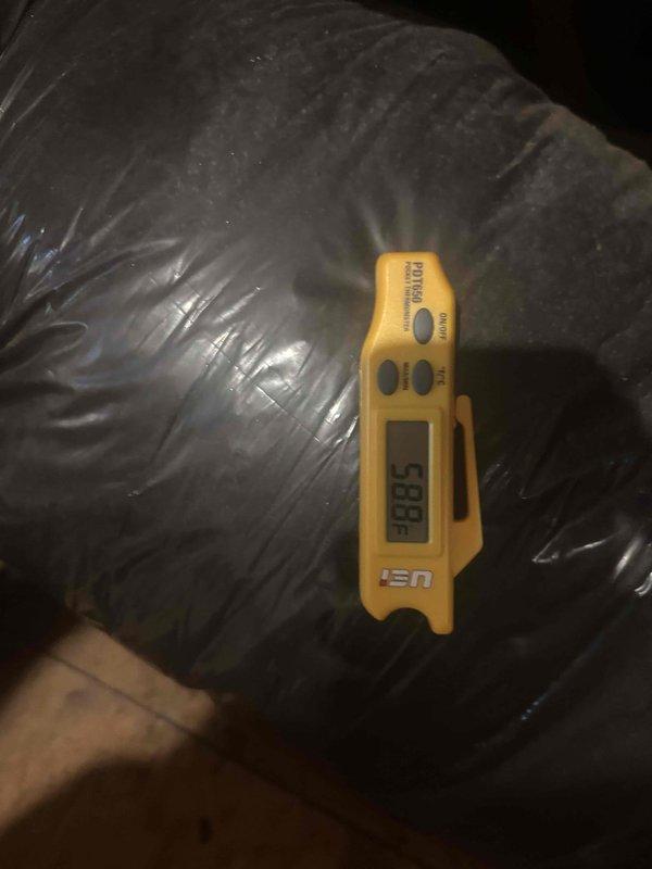 Responded to no cooling complaint on downstairs unit. Upon inspection, found aged outdoor unit with deteriorated electrical components, including heavily corroded contactor and wiring connections showing significant environmental wear and debris accumulation. Measured supply air temperature at 58.8°F, confirming insufficient cooling output. Documented equipment condition with photos showing extensive deterioration of electrical enclosure, paint degradation, and compromised wire connections requiring attention.