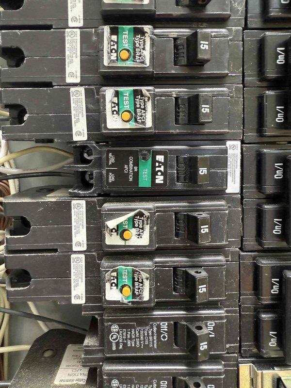 Responded to a tripped breaker affecting upstairs hallway and bathroom lighting circuits in a 2009 home. Upon inspection, discovered the breaker had no proper detent when reset and felt loose within the panel assembly, indicating improper seating or potential bus bar connection failure. Diagnosed faulty AFCI breaker that was not making secure contact with the panel bus, preventing proper circuit restoration despite appearing in the ON position. Replaced defective breaker with new properly-rated AFCI unit, ensuring secure mounting and proper torque on all terminal connections. Verified all affected lighting circuits restored to full operation, confirmed proper breaker function with test button, and documented previous DIY electrical work that may require future evaluation for code compliance.