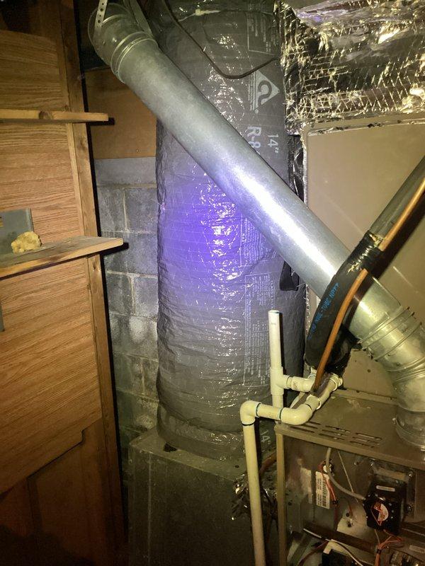 Conducted follow-up visit to attic HVAC system to assess conditions prior to full diagnostic service. Documented current system configuration including ductwork, condensate drain lines, and return air static pressure readings, which measured 0.50 inches of water column. Technician will return for comprehensive diagnostic once system is in normal operating condition and home warranty authorization is obtained.