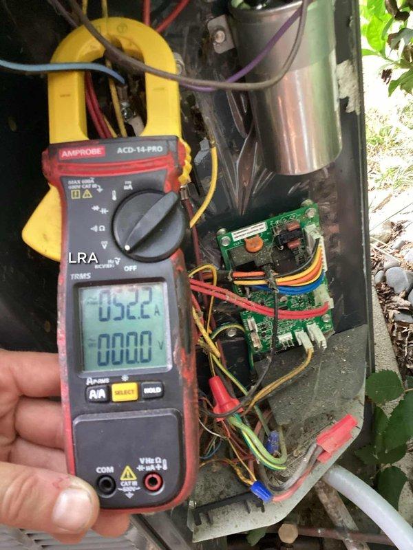 Responded to service call for lower level unit experiencing insufficient power. Upon inspection, accessed outdoor condenser unit and performed electrical diagnostics using digital multimeter to test voltage and amperage at control board and capacitor connections. Verified all electrical components, wiring connections, and control board functionality to identify power delivery issue affecting system operation.
