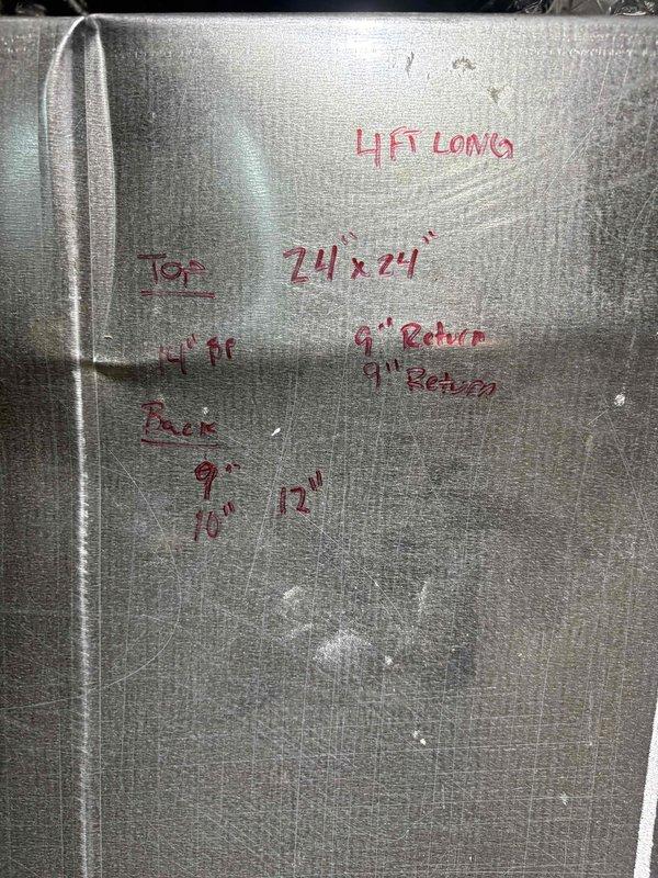 Responded to service call for attic furnace leak assessment prior to property sale. Inspected HVAC system installed in 2018 and documented existing ductwork configuration including return box dimensions, bypass connections, and supply plenum measurements. Photographed and marked critical duct components showing 24x24 return box, 9-inch return, 1-inch bypass line, top supply connection, and back supply routing. Provided homeowner with explanation of leak source and recommended repair options to address issue before property listing.