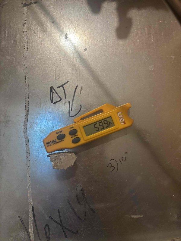 Replaced the fresh air damper motor on the HVAC system. Verified proper operation and took temperature measurements to confirm system functionality, with readings showing appropriate airflow and temperature differential across the unit.
