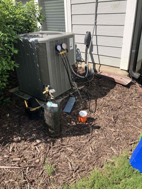 Replaced failed evaporator coil in residential HVAC system. Recovered refrigerant from system, removed and replaced defective coil unit, pressure tested for leaks, evacuated system, and recharged with proper refrigerant levels to restore cooling functionality.
