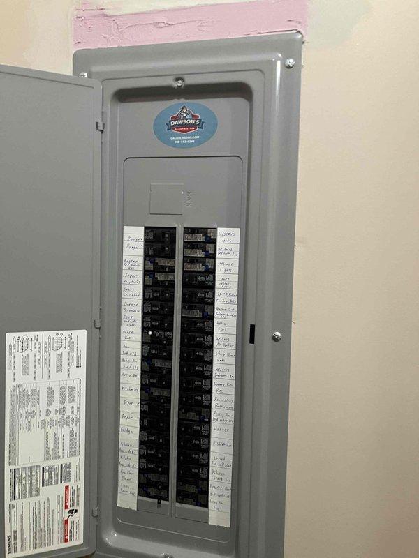 Replaced existing laundry room electrical panel with new unit, installed comprehensive main grounding system with proper bonding connections, and integrated whole home surge protection device on the automatic transfer switch panel. All work was performed to code specifications and permitted through the local jurisdiction.