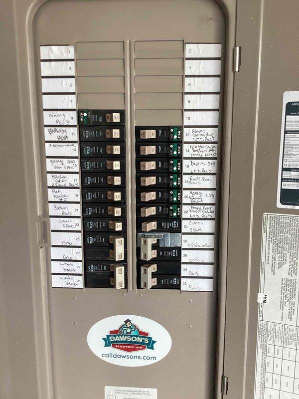 Completed comprehensive 32-point annual electrical system evaluation including interior and exterior panel inspection and maintenance. Performed torque verification and connection testing on all circuit breakers in both main and sub panels, confirmed proper labeling of all circuits, and verified panel integrity. Conducted full testing protocol on all GFCI and AFCI protection devices throughout the property to ensure proper shock and fire protection functionality. Performed smoke and carbon monoxide detector maintenance including battery replacement and operational testing of all units. Replaced customer-supplied light bulbs in fixtures up to 12 feet and cleaned ceiling fans within service height limits. All electrical systems tested and verified to be operating within normal parameters with no deficiencies noted.