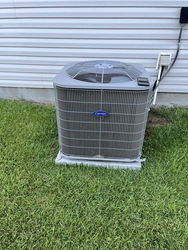 Completed comprehensive heating and air maintenance on 2021 Carrier system including full 80-point inspection. Performed outdoor coil cleaning, burner cleaning, gas pressure adjustments, and thorough safety inspections. All components operating within manufacturer specifications with indoor return grille and outdoor condenser unit functioning properly.