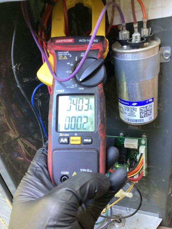 Completed comprehensive heating and air maintenance including 80-point inspection on all units, outdoor coil cleaning, burner cleaning, and gas pressure adjustments. Performed electrical diagnostics using digital multimeter to verify system amperage and voltage readings within control panel, inspecting capacitor function and circuit board connections. All safety checks completed with system operating within manufacturer specifications.
