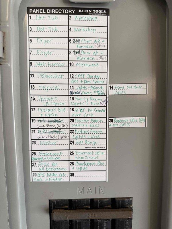 Responded to service call for circuit breaker repeatedly tripping on circuit previously used for lighting installation. Inspected electrical panel and identified affected breaker controlling track lights and 9-inch recessed lights. Investigated circuit load, connections, and potential overload conditions. Examined wiring integrity and verified proper breaker sizing for connected lighting fixtures to diagnose cause of nuisance tripping.