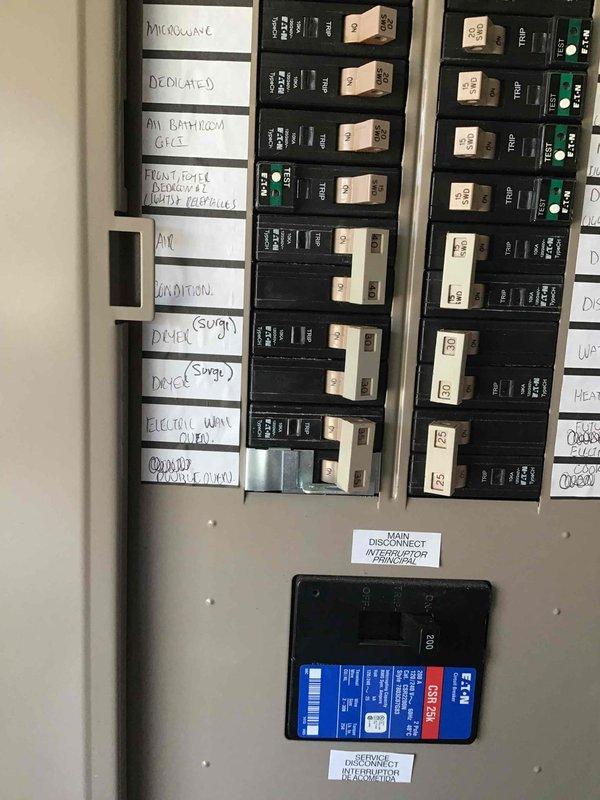 Responded to non-functional GFCI outlet in garage adjacent to electrical panel that was displaying indicator light malfunction following overnight storm activity that had tripped multiple breakers. Performed diagnostic testing using digital receptacle tester to verify circuit integrity and GFCI functionality. Inspected main electrical panel and confirmed all breakers were properly reset and functioning normally. Determined GFCI outlet had sustained internal component failure likely due to power surge during storm event. Reset and tested GFCI device, verified proper ground fault protection, and confirmed restoration of power to affected circuits.