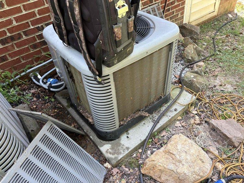 Completed comprehensive heating and air maintenance including an 80-point inspection on each HVAC unit. Performed outdoor coil cleaning on the condensing unit, burner cleaning, and adjusted gas pressures to manufacturer specifications. Conducted full safety inspections on all equipment and verified proper system operation with thermostat functionality confirmed at 64°F heating setpoint.