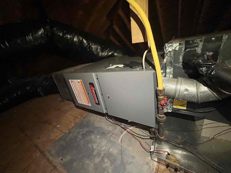 Completed comprehensive care plan maintenance on both upstairs and downstairs HVAC systems installed in attic space. Performed 80-point inspection on each unit, cleaned outdoor coils, cleaned burners, adjusted gas pressures to manufacturer specifications, and conducted full safety inspections. All systems operating within normal parameters with proper airflow, refrigerant lines secured, and ductwork connections verified.