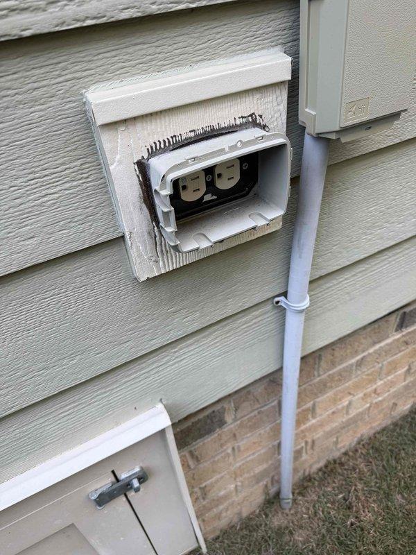 Replaced malfunctioning GFCI outlet in garage that was continuously tripping and no longer resetting properly. Additionally, replaced obsolete phone jack outlet in kitchen with standard receptacle cover, capping unused telephone wiring per homeowner request.