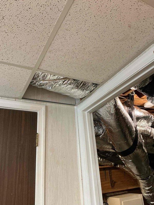 Completed residential ductwork replacement and enhancement for a 2.5 to 3 ton HVAC system, including installation of new flexible insulated ductwork throughout the attic space. Installed one Aprilaire 1110 media air cleaner to improve indoor air quality and filtration efficiency. All ductwork was properly secured to ceiling joists and connected to existing supply and return plenums, with transitions sealed to prevent air leakage.