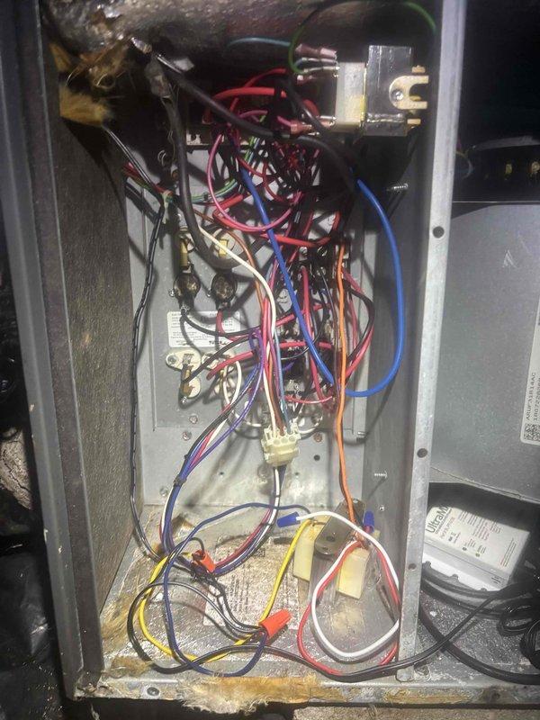 Completed comprehensive heating and air maintenance including 80-point inspection on both units. Performed outdoor coil cleaning, burner cleaning, and adjusted gas pressures to manufacturer specifications. Conducted thorough safety inspections of all system components. Inspected electrical control panel wiring and connections, documenting existing conditions. Tested and measured system performance parameters using calibration equipment at supply ductwork to verify proper airflow and temperature output.