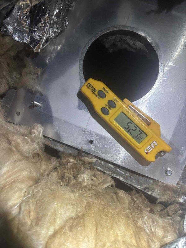 Completed comprehensive heating and air maintenance including 80-point inspection on both units. Performed outdoor coil cleaning, burner cleaning, and adjusted gas pressures to manufacturer specifications. Conducted thorough safety inspections of all system components. Inspected electrical control panel wiring and connections, documenting existing conditions. Tested and measured system performance parameters using calibration equipment at supply ductwork to verify proper airflow and temperature output.